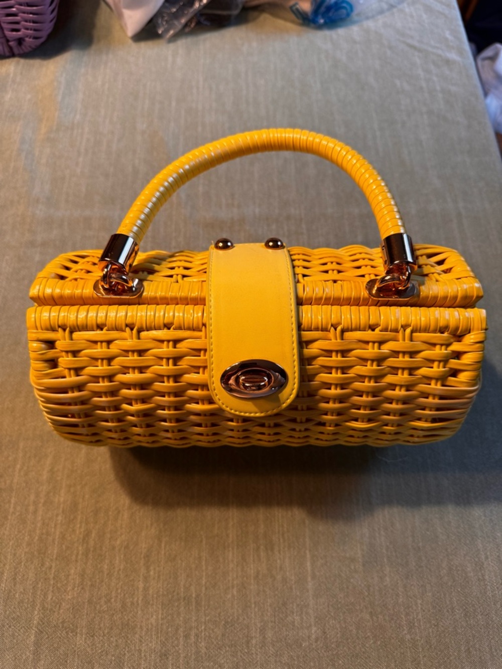 Pinup Couture Yellow Wicker Baguette